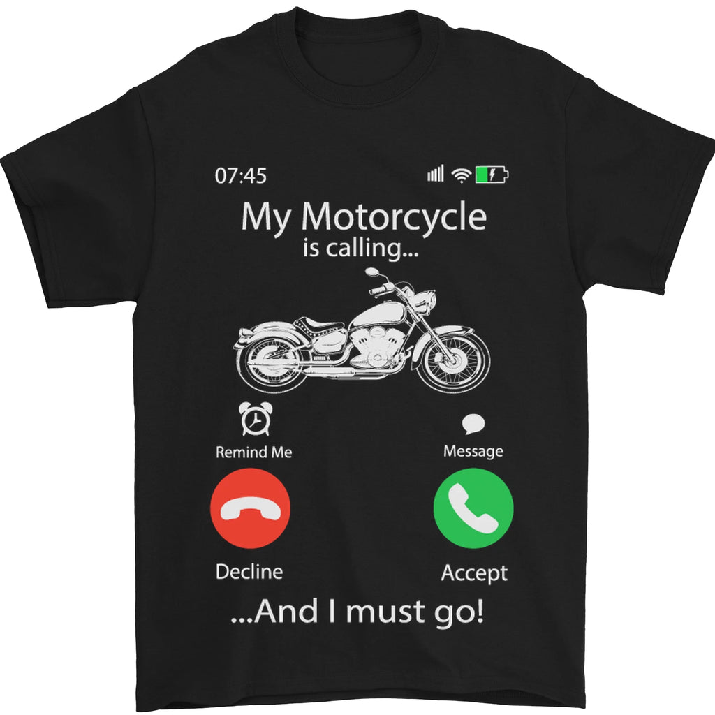 My Motorcycle Is Calling Biker Motorbike Mens T-Shirt 100% Cotton