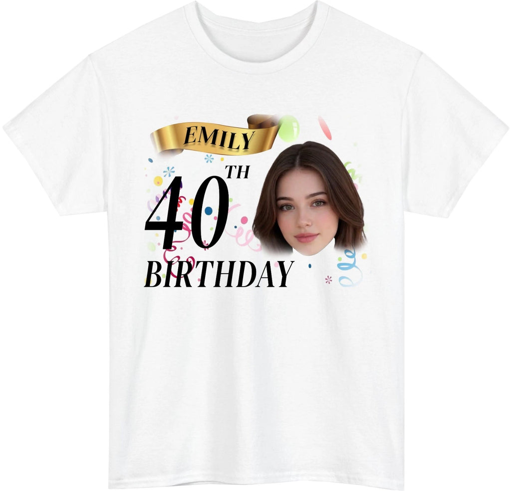 Personalised Birthday Crew T Shirt Custom Name Photo Age Matching Party Gift Top