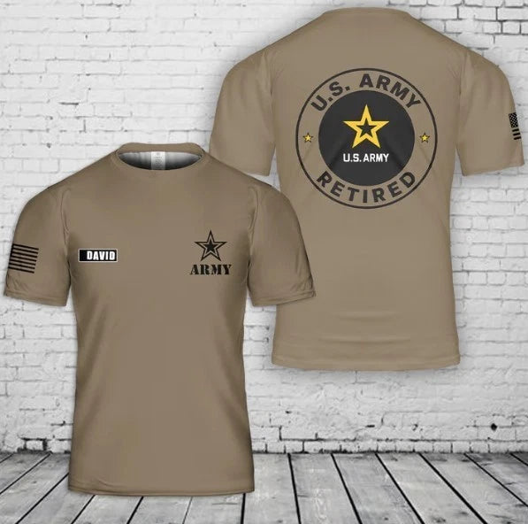 Custom Name US Army Retired 3D T-Shirt