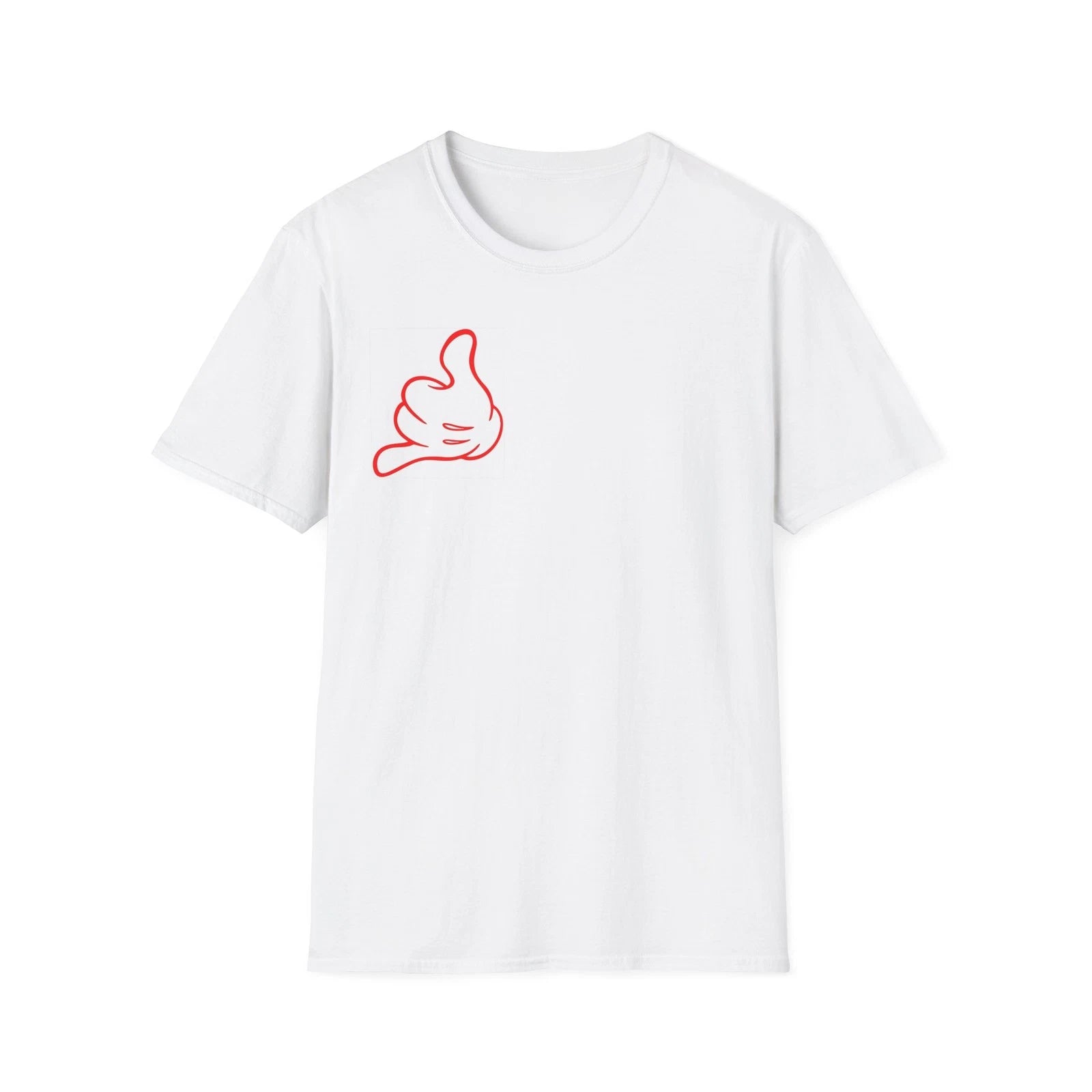 Red Cartoon Shaka Hand T-Shirt | Surfing Gesture Chest Print