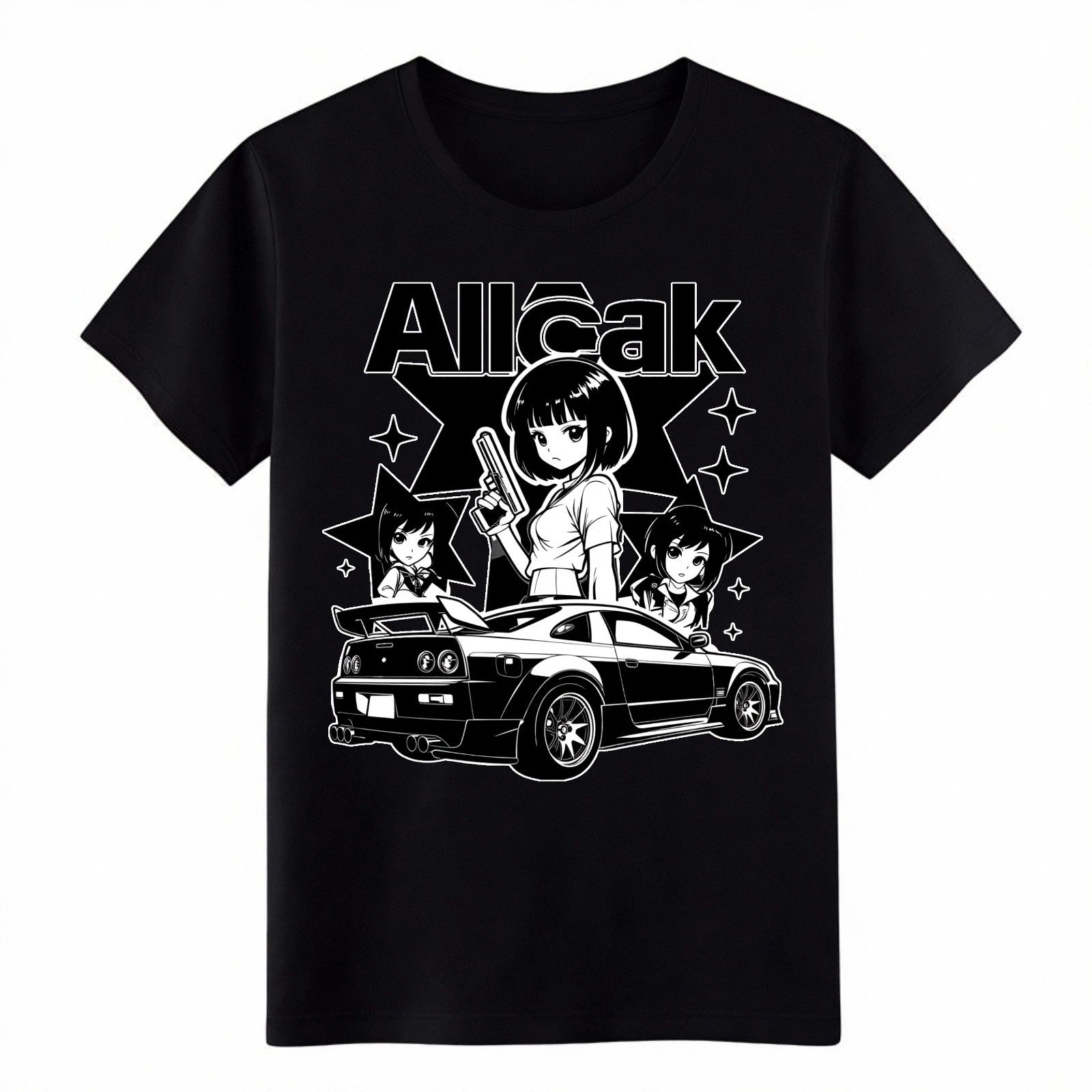 Anime JDM Girls T-Shirt - Allcak Street Racing Manga Graphic Tee