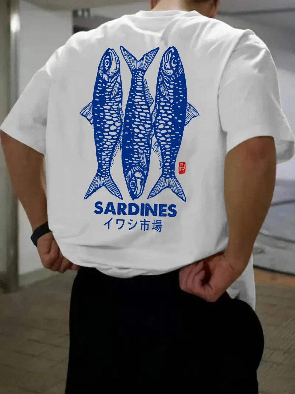 Men's Sardine Print T-Shirt | Casual Crew Neck Tee | Breathable & Sweat-Wicking