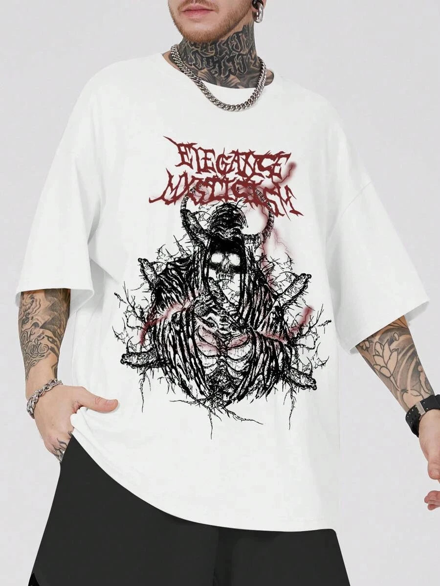 Goth Guys Skull Graphic T Shirt Gothic Streetwear Dark Aesthetic Unisex Tee