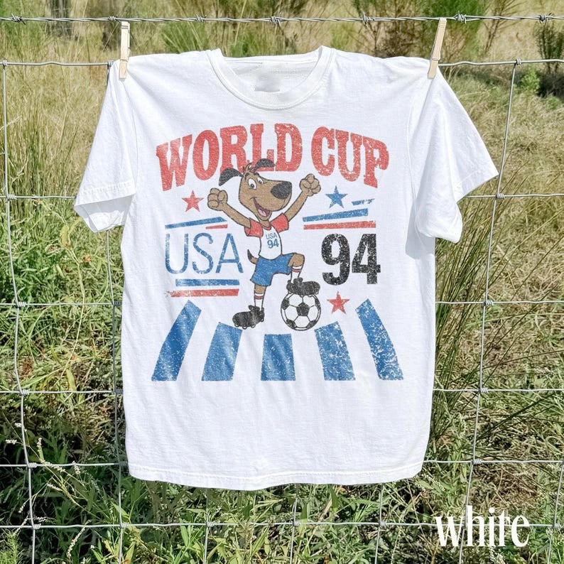 World Cup USA94 Dog Graphic Tee, Patriotic Soccer Lover Shirt, Vintage Football