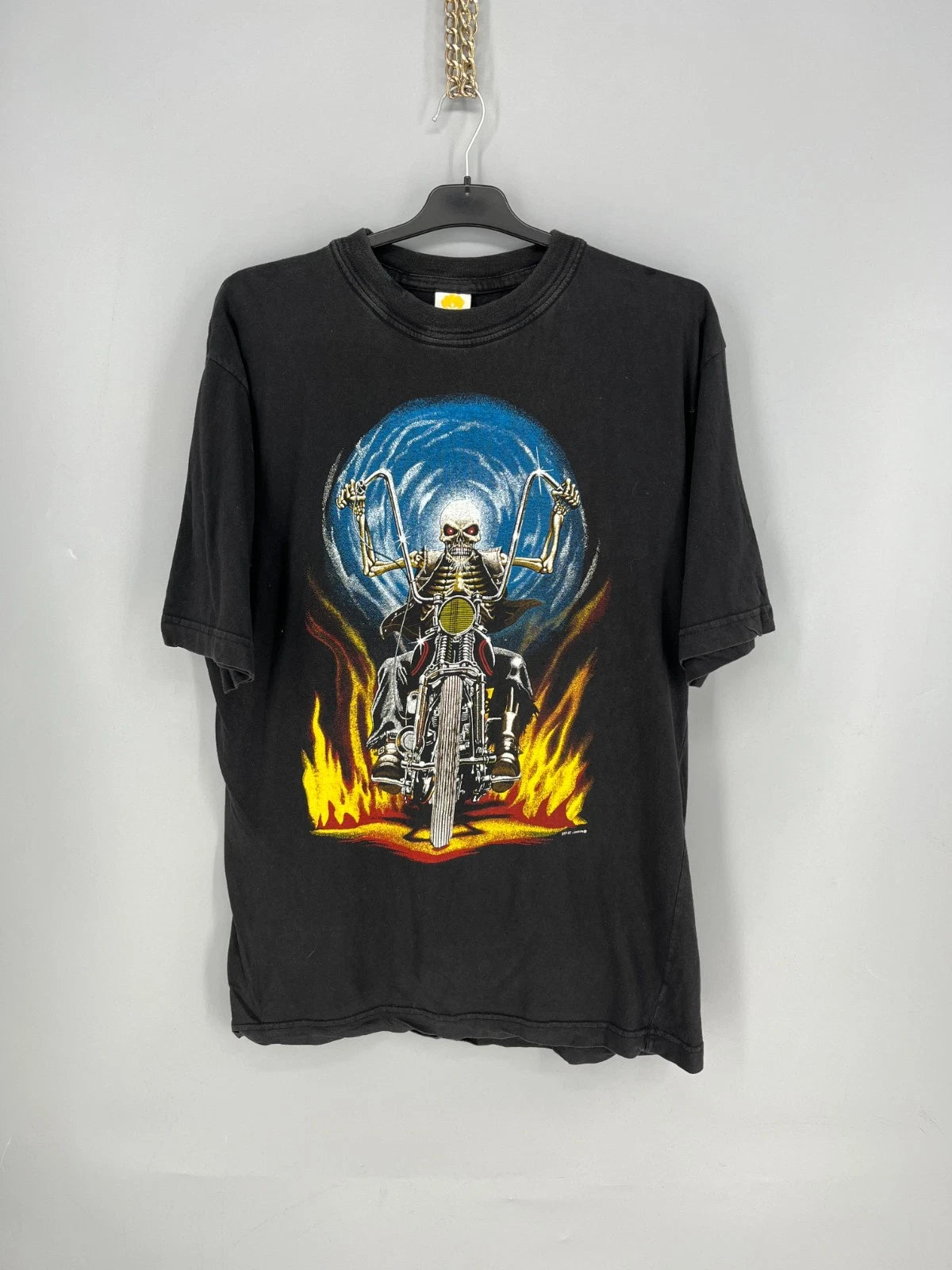 Vintage Zip It London skull motorcycle graphic T-Shirt size XXL