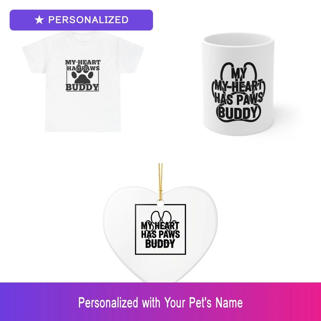 Custom Pet Paw Gift Set Shirt Mug Ornament Personalized Name Bundle