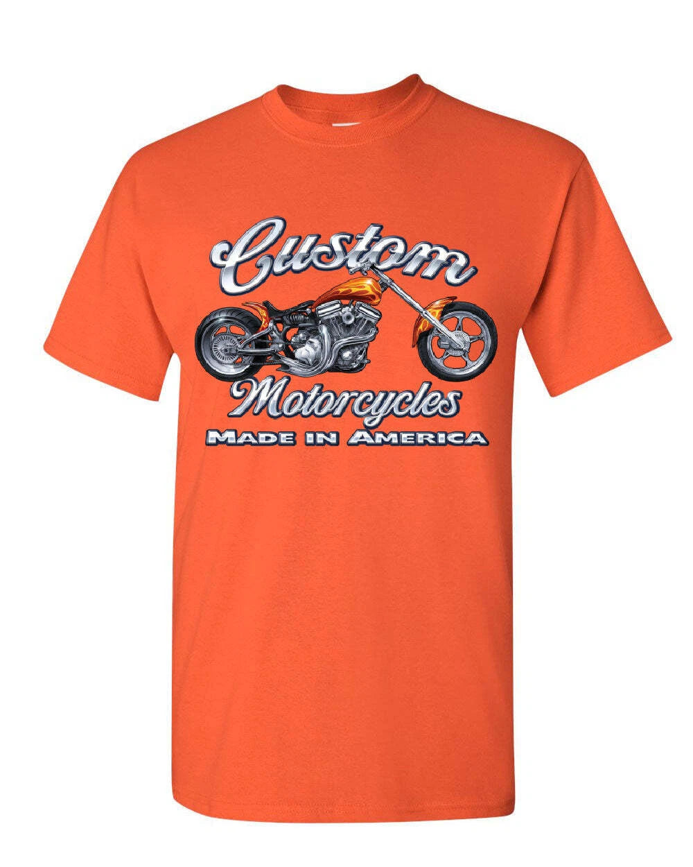 Custom Motorcycles T-Shirt Biker Chopper American Tradition USA Mens Tee Shirt