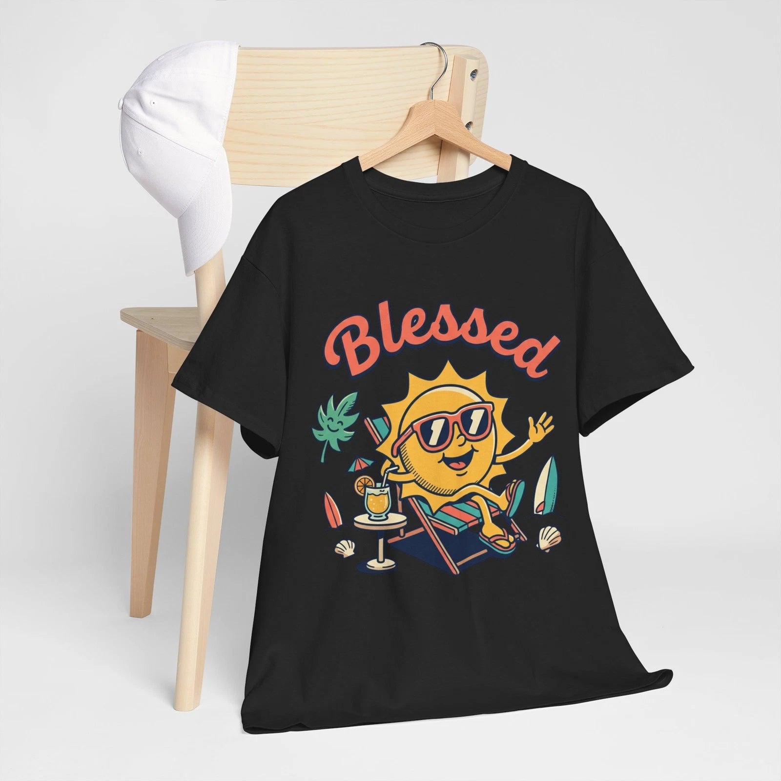 Blessed Sun Character Tee | Relaxing Summer Vibes| Faith Tshirt | Cotton Tshirt