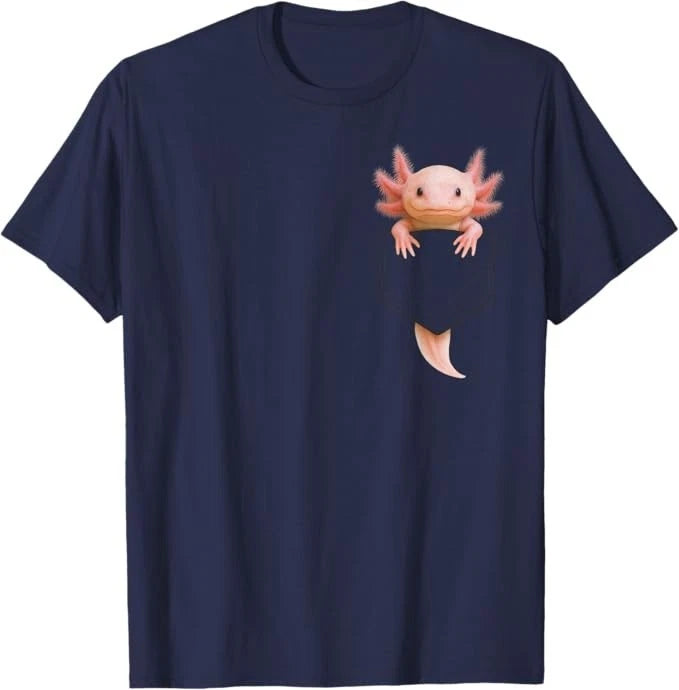 Cute Axolotl Pocket Funny Gifts for Men Women Teen Kid T-Shirt