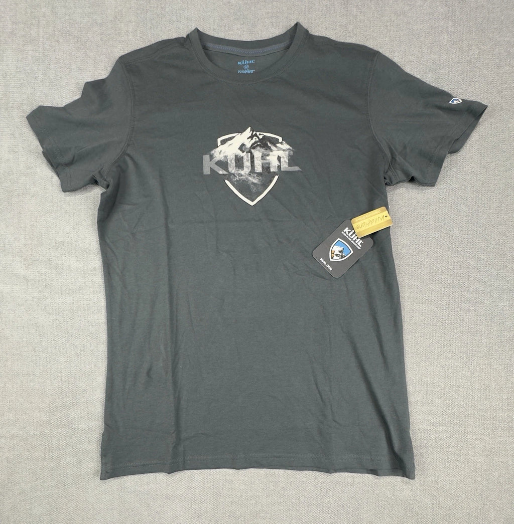 Kuhl Shirt Men Medium Cotton Gray Hiking Trek Mountain Logo New