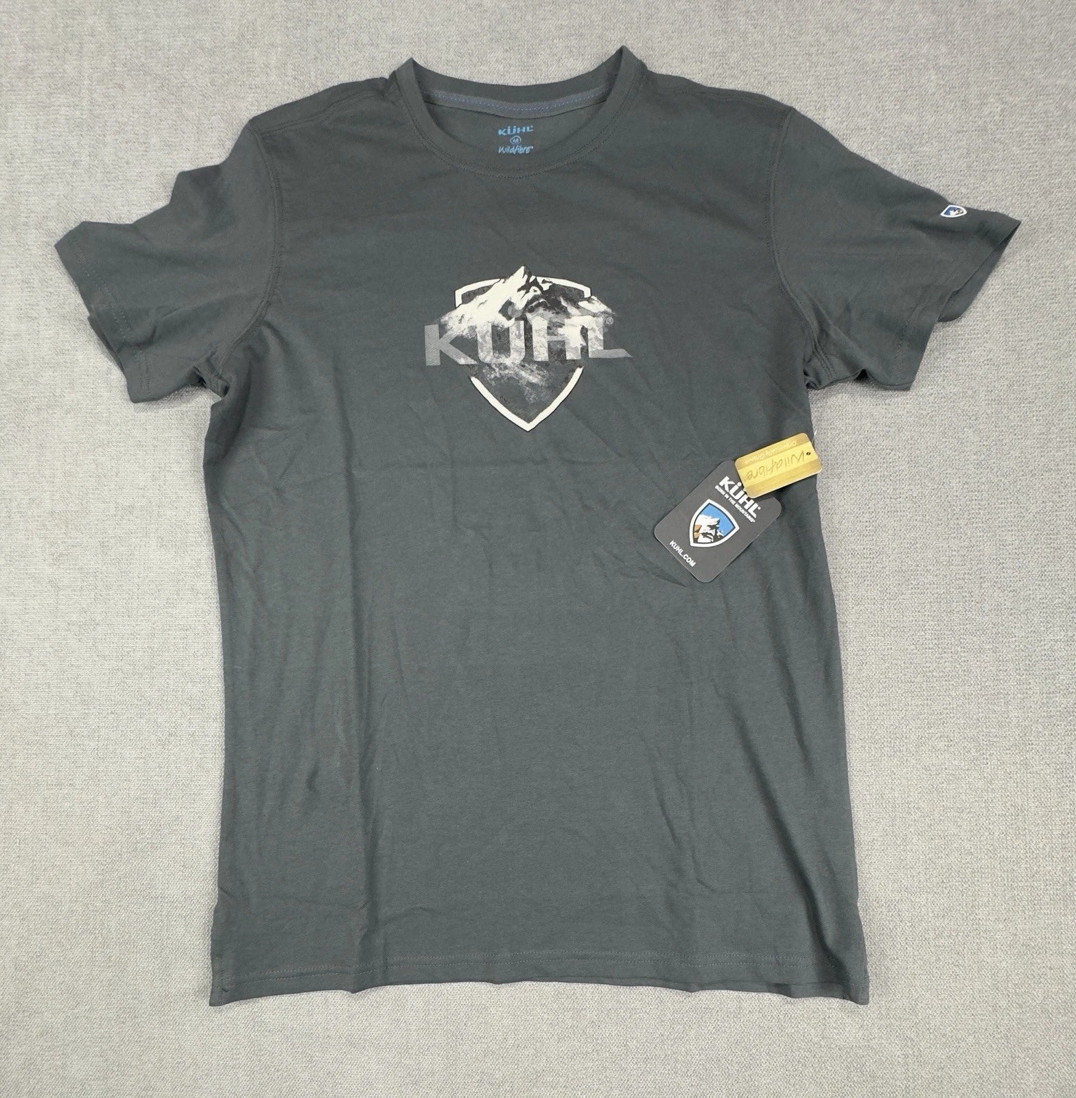 Kuhl Shirt Men Medium Cotton Gray Hiking Trek Mountain Logo New