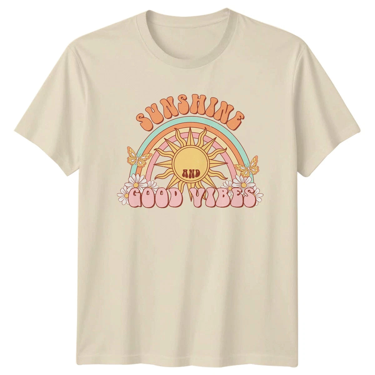 Sunshine And Good Vibes Womens T-Shirt Retro Aesthetic Hippie Style