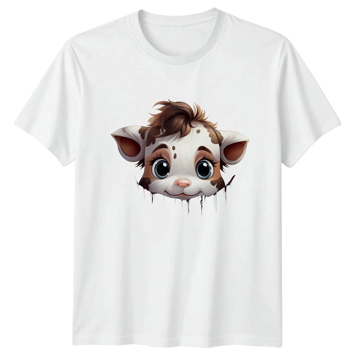 Cute Peeking Cow Womens T-Shirt Cow Animals Birthday Gift For Her