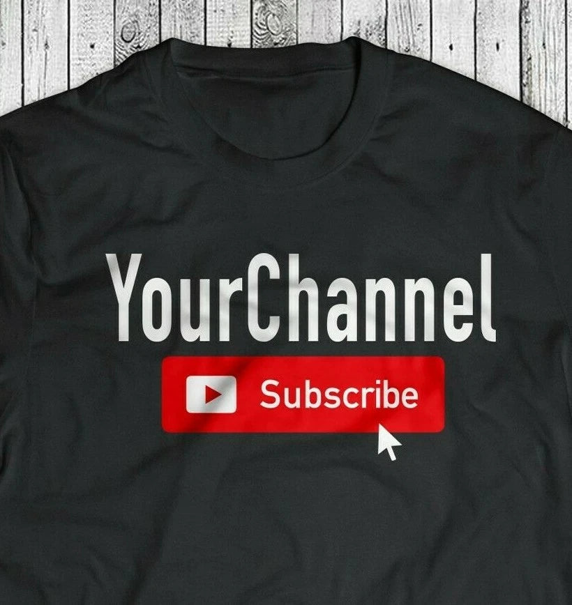 YOUTUBE Your Channel Custom T-Shirt - Your Text Your Text - White Gray Own Merch