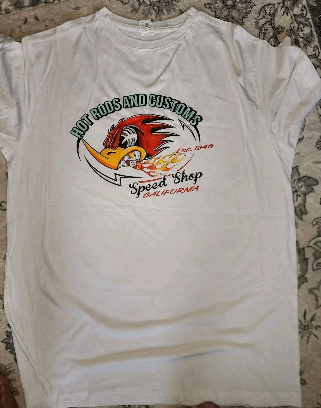 HOT RODS & CUSTOMS Speed Shop Classic Tee Tshirt XL White Front Graphics +BONUS