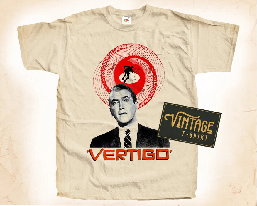 Vertigo T SHIRT Tee Movie Poster Vintage Natural Shirt sizes S - 5XL