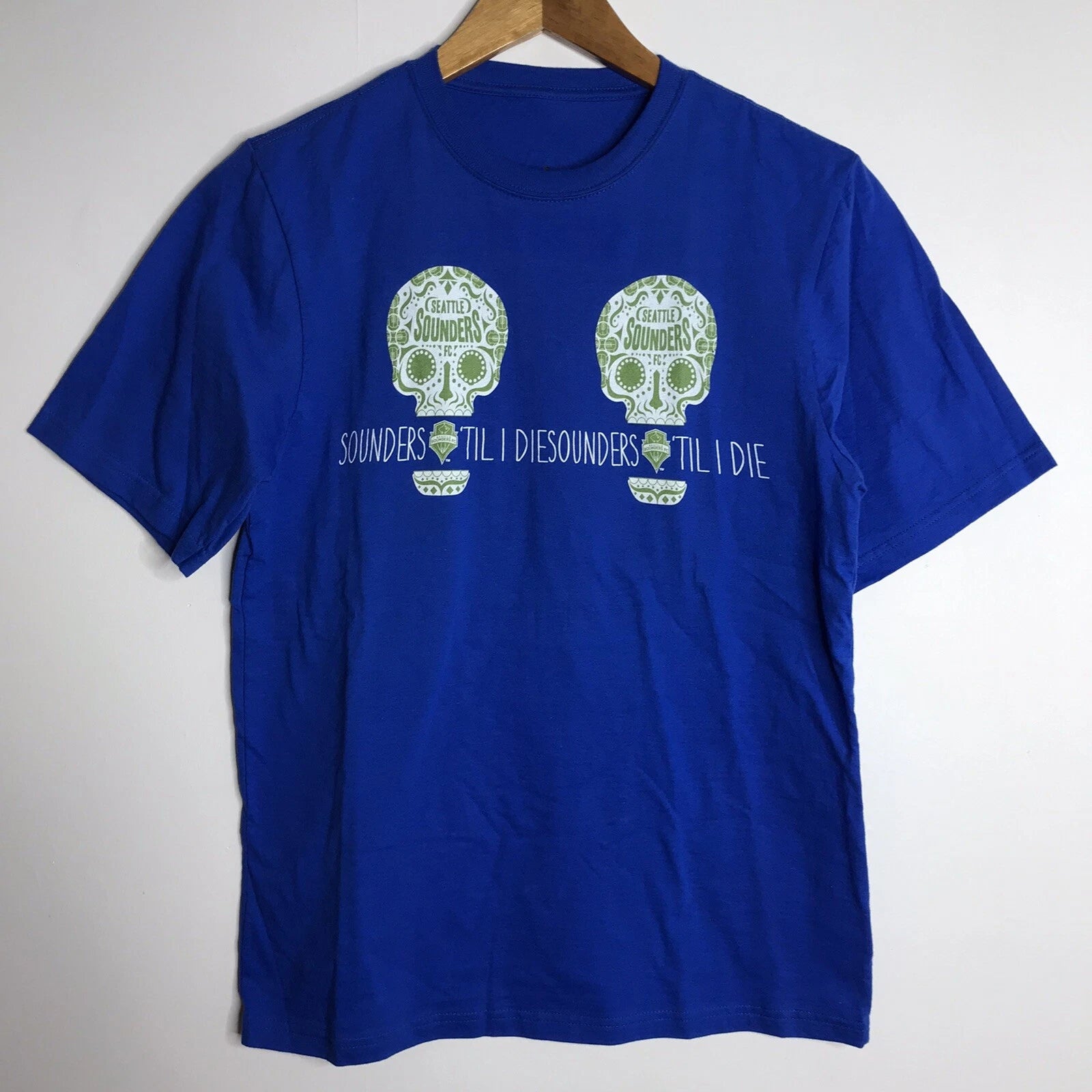 Seattle Sounders Till I Die Day of the Dead Skull Soccer Adult Small T Shirt