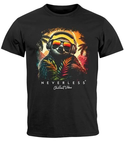 Men's T-Shirt Music DJ Chill Sloth Print Print Relax Summer Fashion
