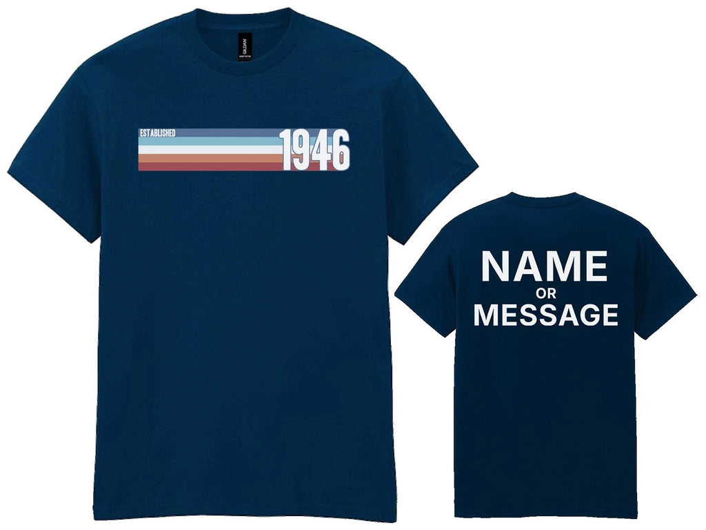 Personalised 80th Birthday T Shirt 1946 Men Vintage Turning 80 Custom Gift Him