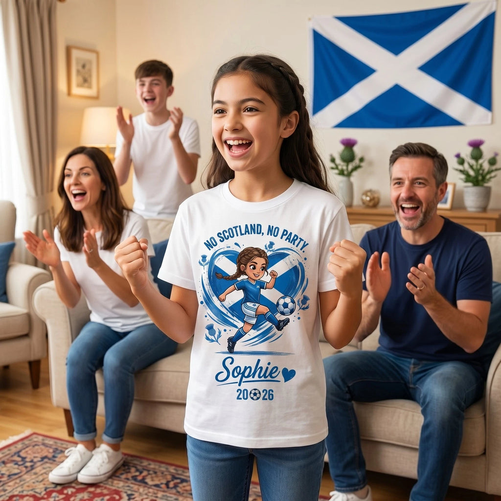 Personalised Scotland Football T Shirt Custom Name Soccer Gift