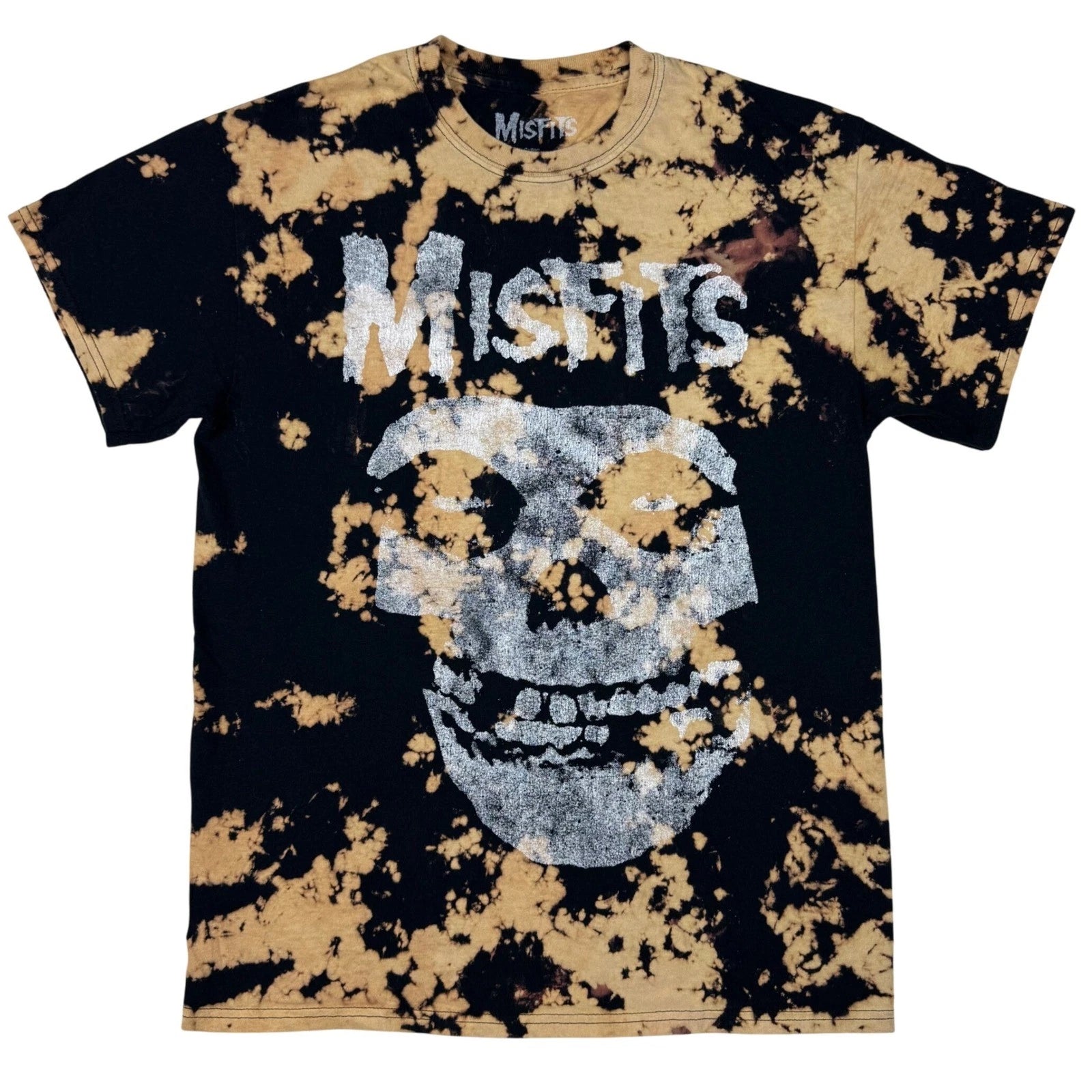 Misfits Bleach Tie Dye T-Shirt Graphic Tee Band Merch Skull Goth Grunge Small