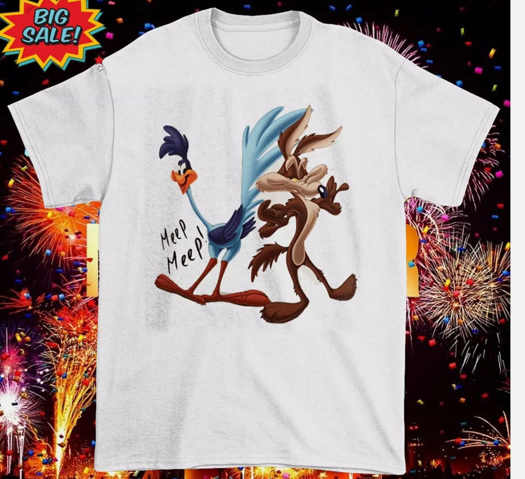 Wile E. Coyote and Road Runner T Shirt White Short Sleeve S-5XL
