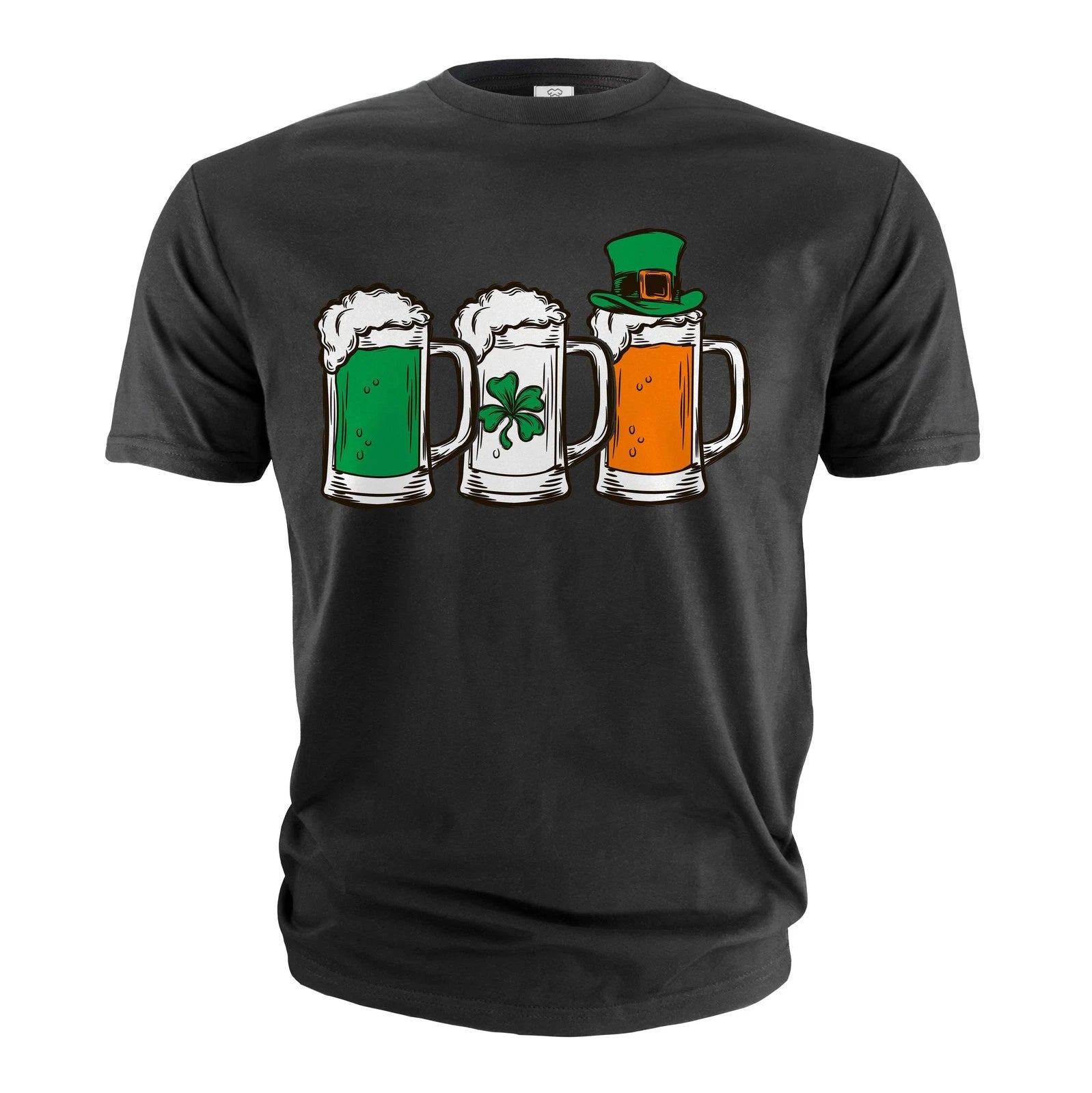 Men's Funny St Patrick's Day T-shirt beer Irish flag clover creative flag tee