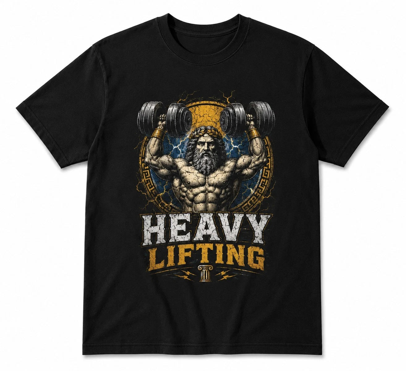 Zeus Heavy Lifting T-Shirt Gym Streetwear Greek God Muscle Graphic Tee UK