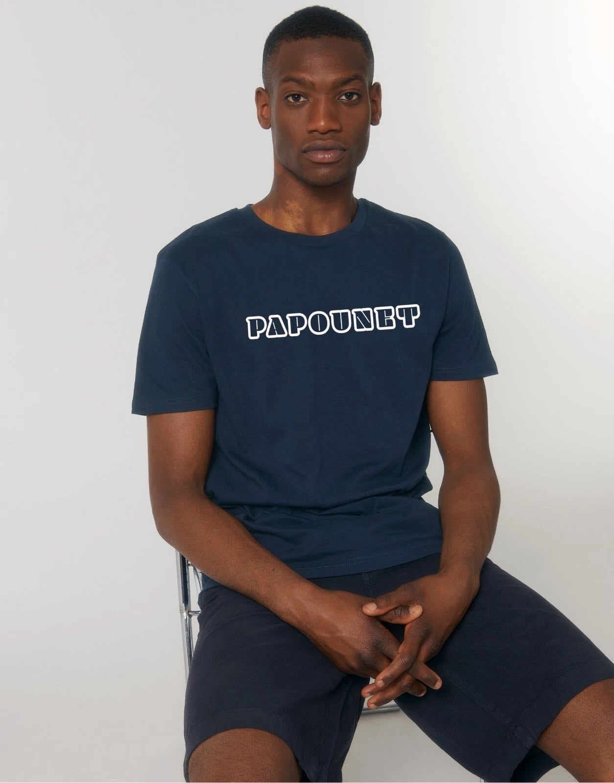 PAPOUNET 2 Color Navy Men's Short Sleeve T-Shirt