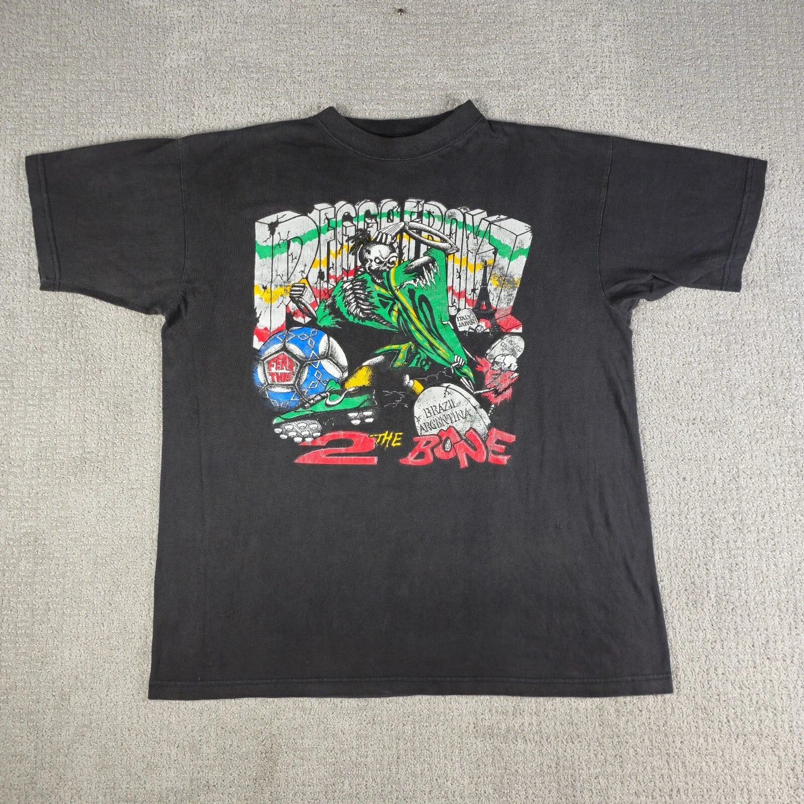 Vintage Rare Reggae Boyz Soccer Paris World Cup 98 T Shirt Mens XL Black Skull