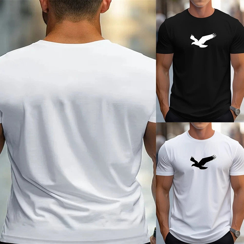 Men Summer Printed T Shirt Casual Street Style Round Neck Breathable Wear