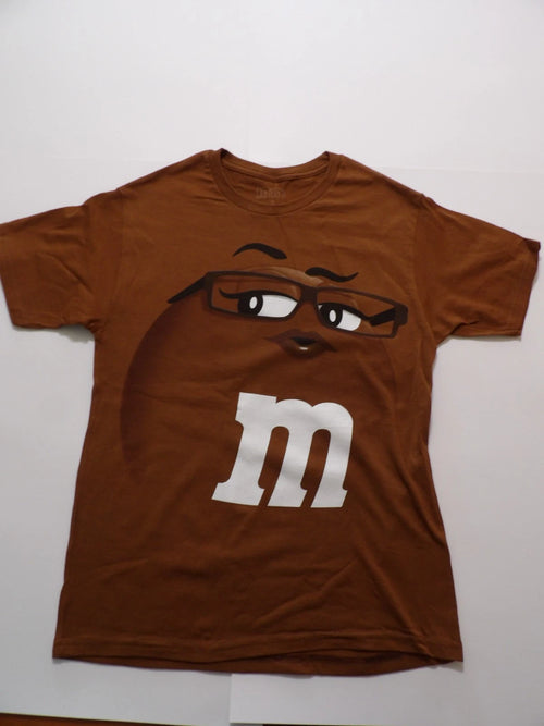 Adult Unisex Brown Small M&M's Face T-Shirt