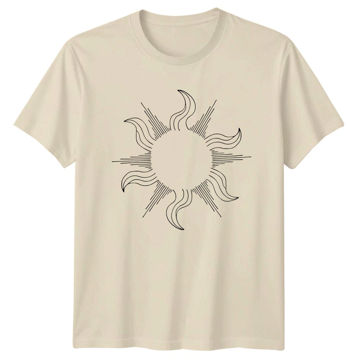 Minimalist Stylized Sun Engraving Line T-Shirt Celestial Body Aesthetic Art