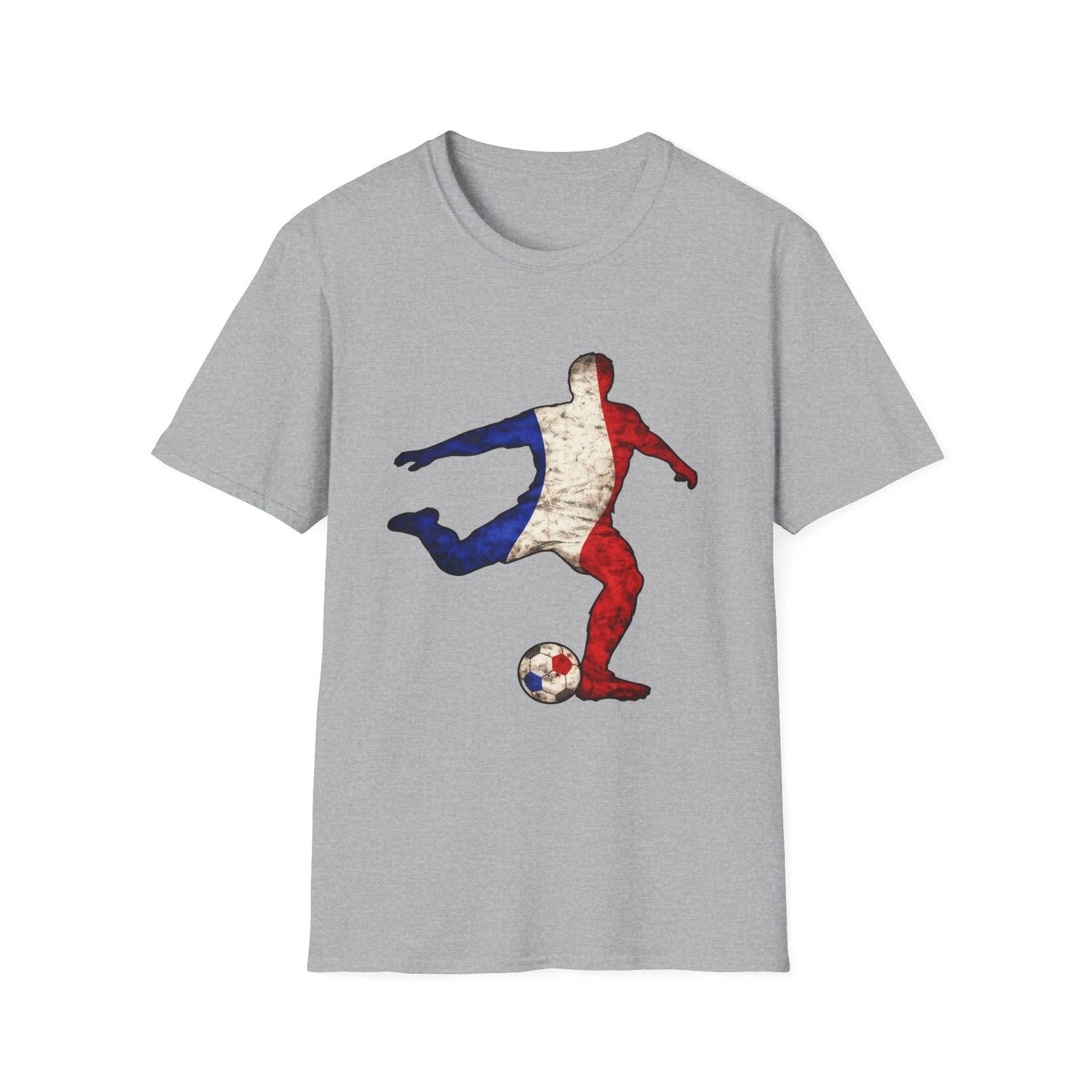 France Flag Soccer Player T-Shirt French Football Silhouette Graphic Tee