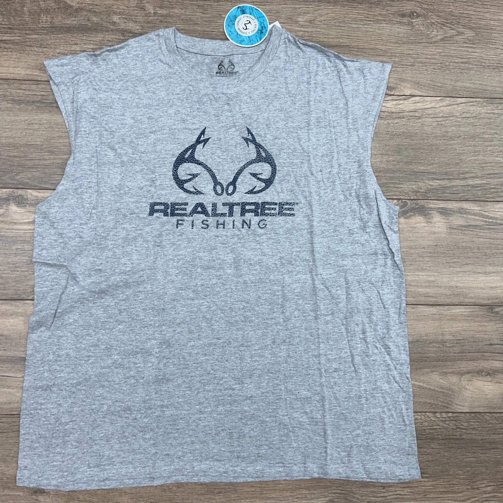 Realtree Fishing T-Shirt Gray Tank Logo Graphic Sleeveless Crew New Men's Size M