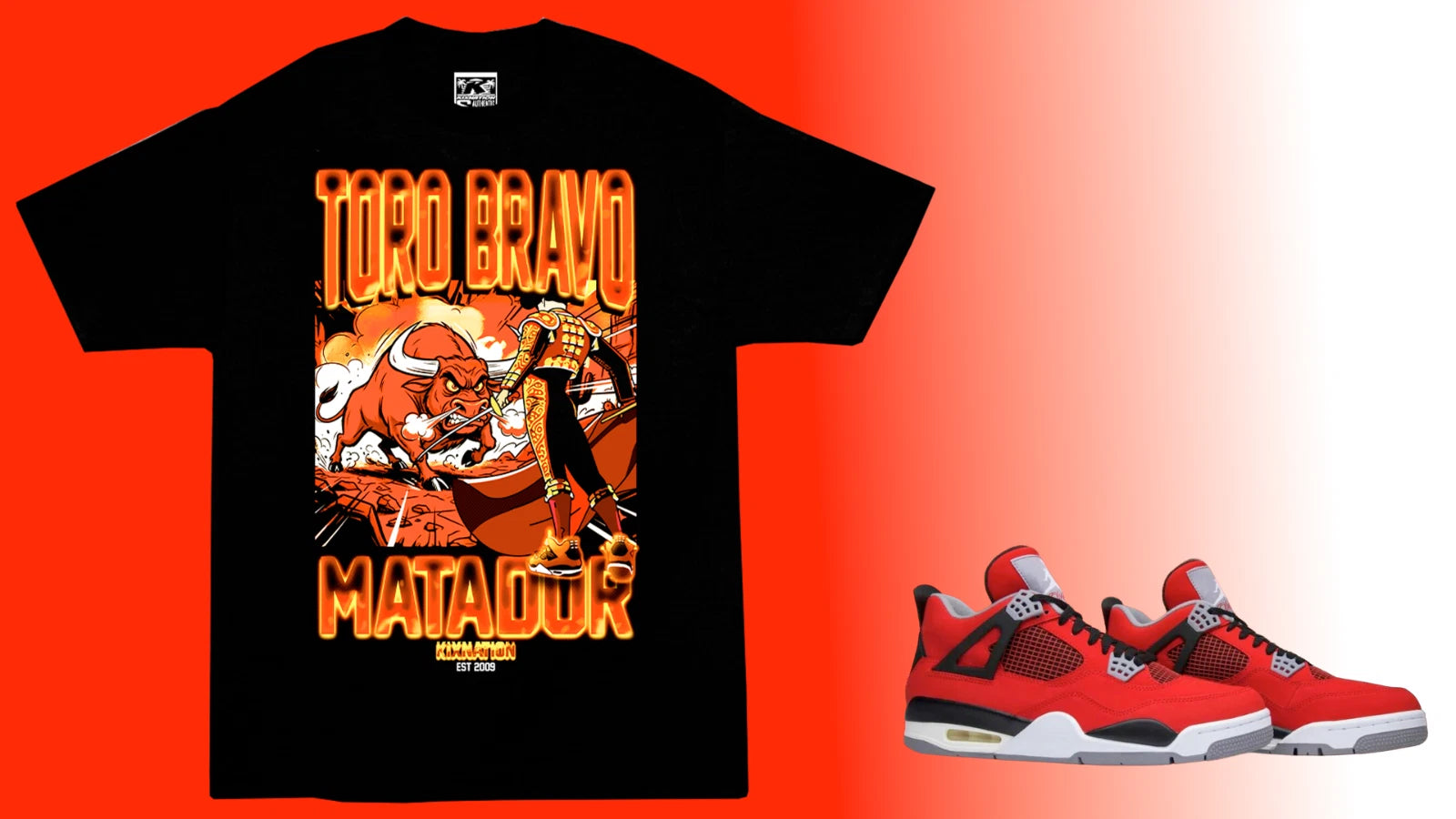 kixnation Air Jordan Retro 4 IV Toro Bravo Matador  Matching T-shirt