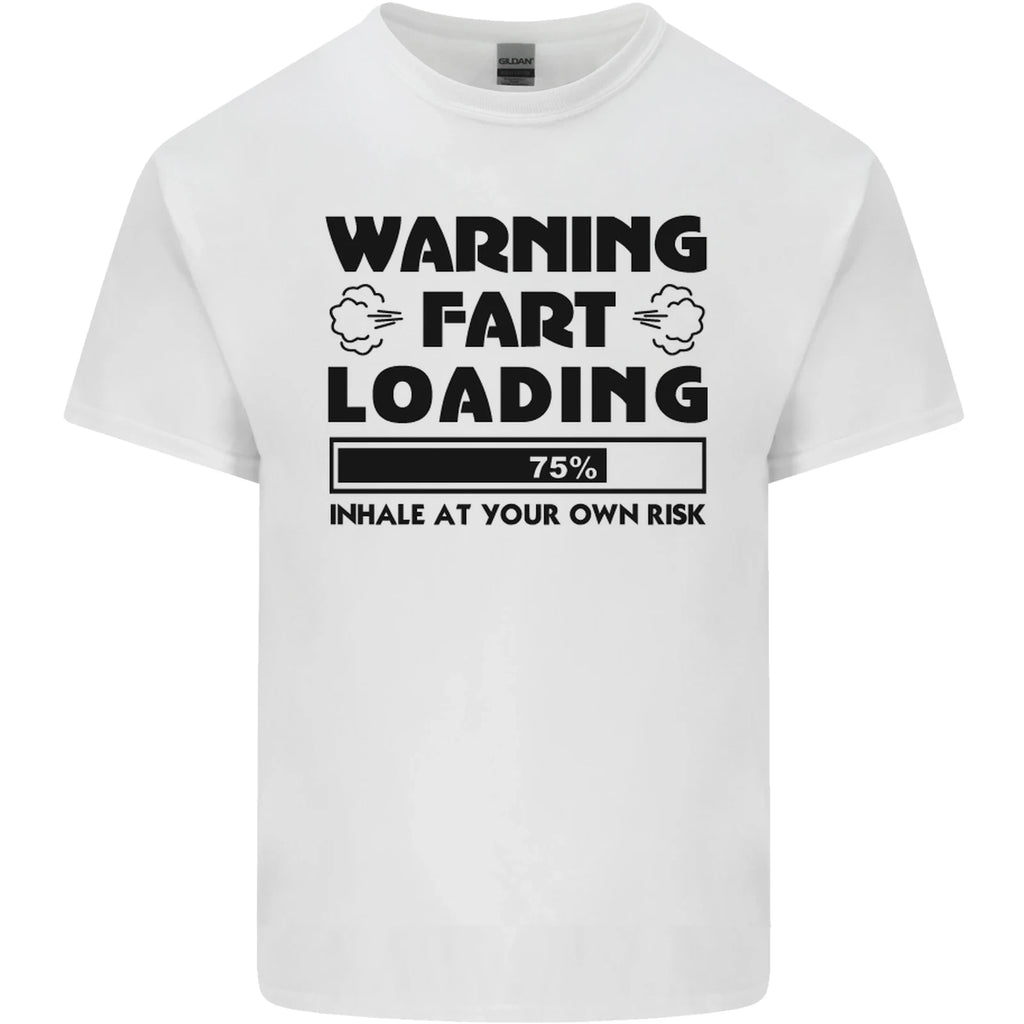 Warning Fart Loading Funny Farting Rude Mens Cotton T-Shirt Tee Top