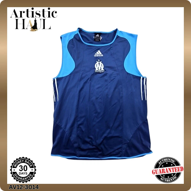 Adidas Olympique Marseille Men's Navy Training Vest Size L Climacool Sleeveless