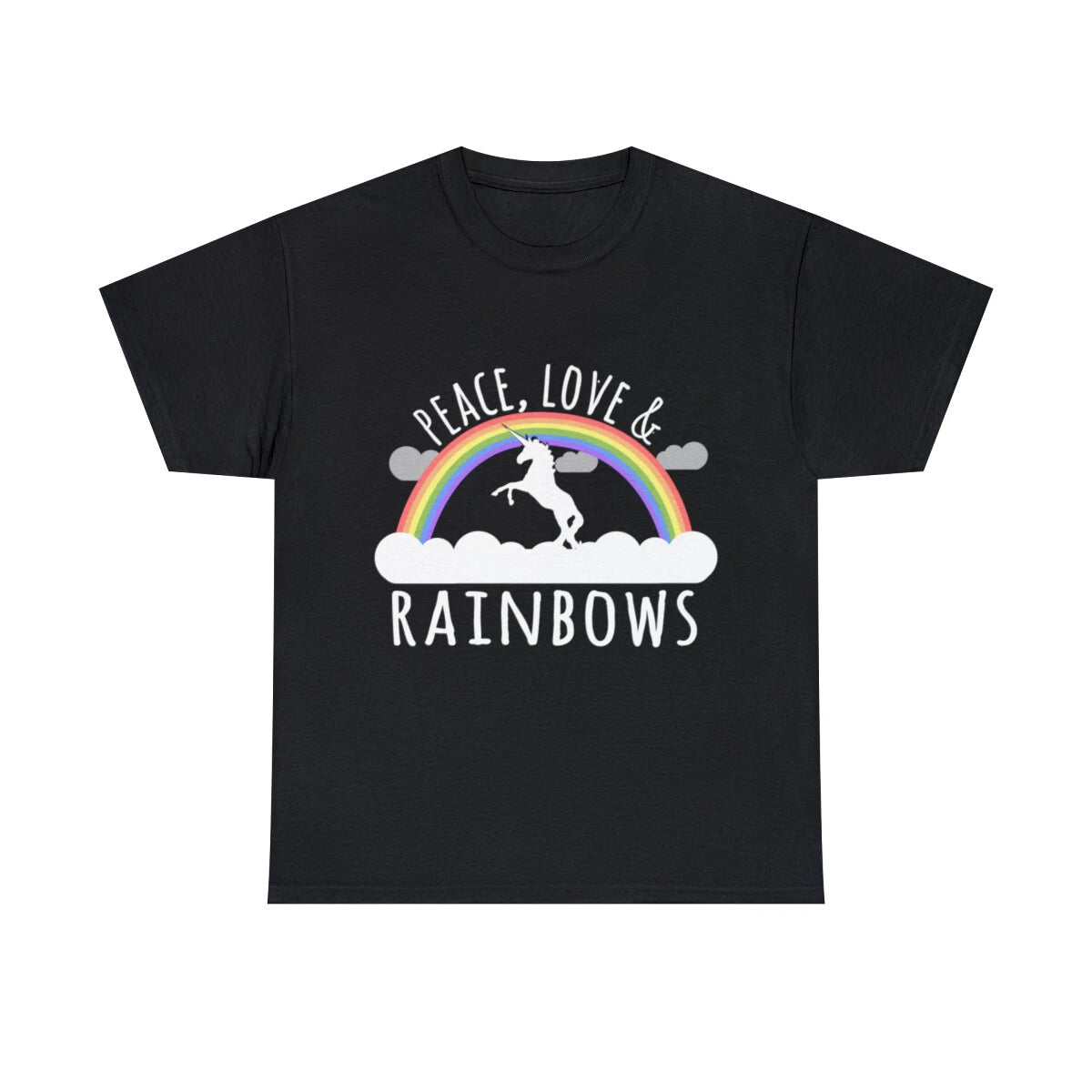 Peace Love And Rainbows Graphic Tee Shirt, S-5XL