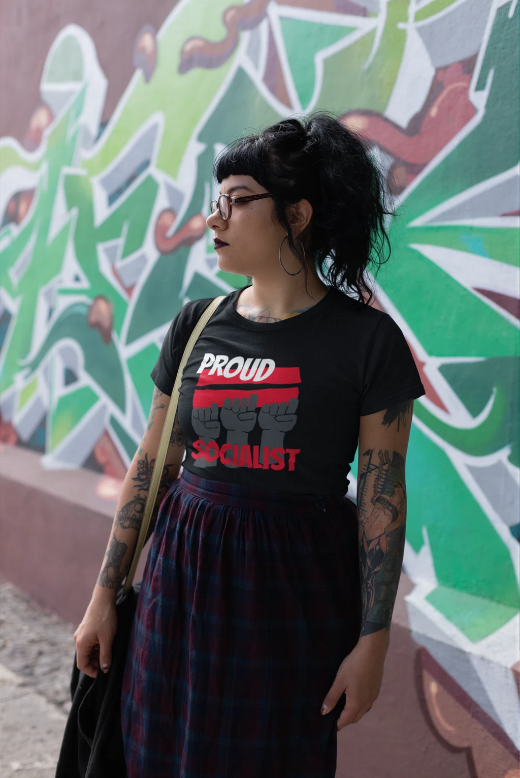 PROUD SOCIALIST RAISED FISTS Unisex Cotton Graphic T-Shirt