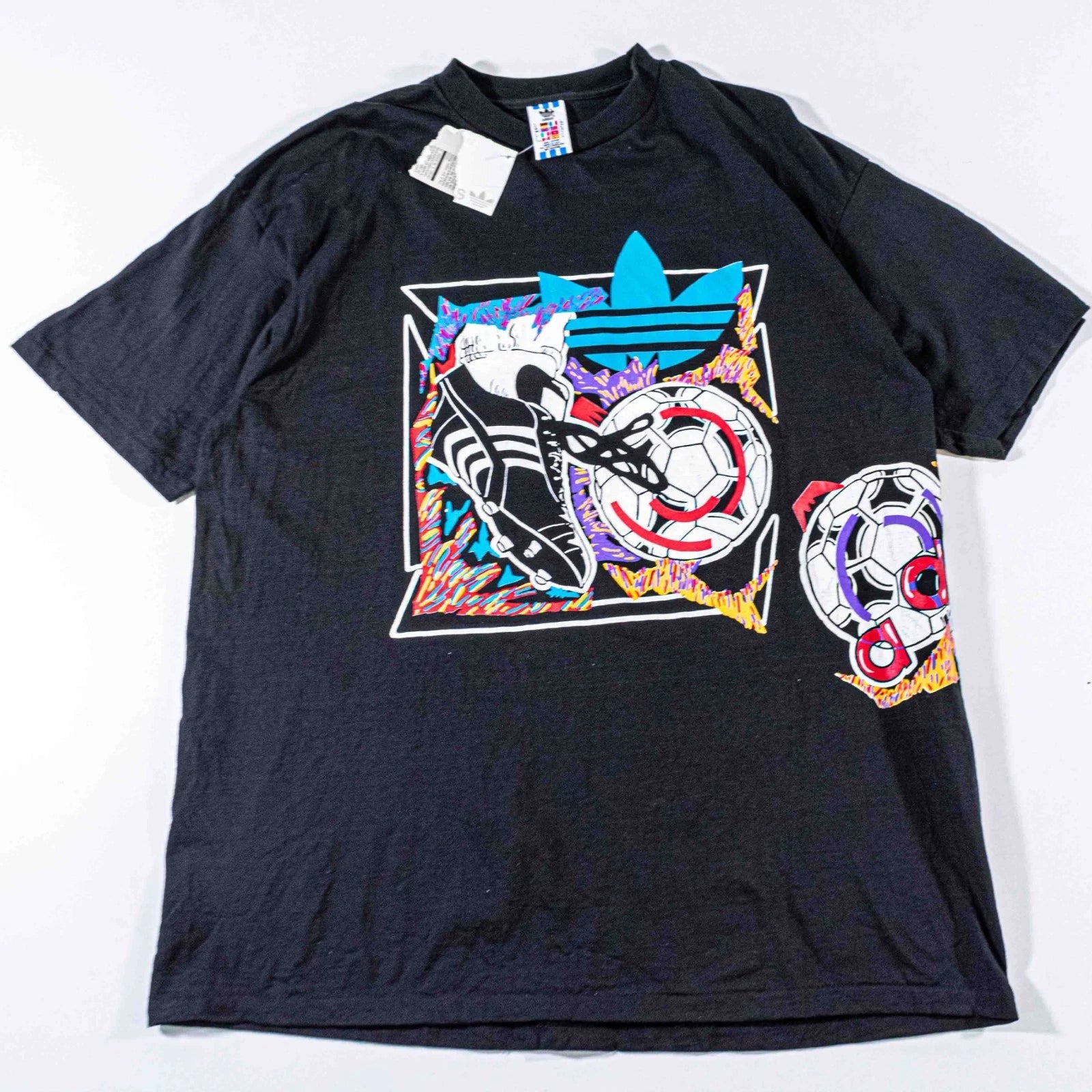 Vintage Adidas Soccer Shirt XL All Over Print T-Shirt 90s World Cup Graphic AOP
