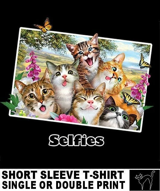 FUNNY TABBY CALICO SMILING SHORTHAIR CAT KITTEN SELFIE PICTURE T-SHIRT AB729