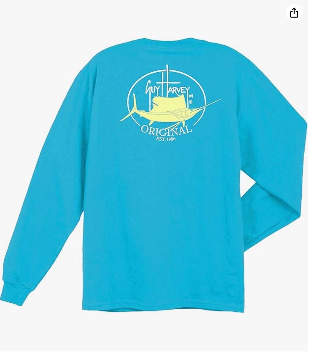 Guy Harvey Original Fin Long Sleeve Adult Shirt..NWT..Small-Medium U Pick