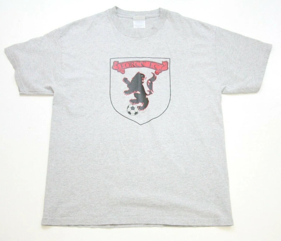Large Force Seattle Sounders Crew Neck Cotton Polyester Gray Tee T-Shirt Top N33
