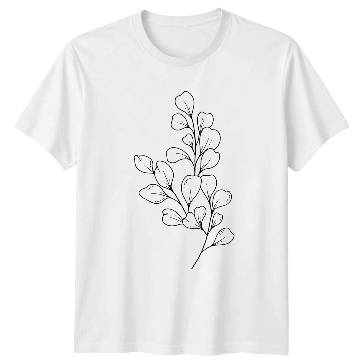 Simple Aesthetic Leaf Branch Line T-Shirt Botanical Line Art Nature Birthday