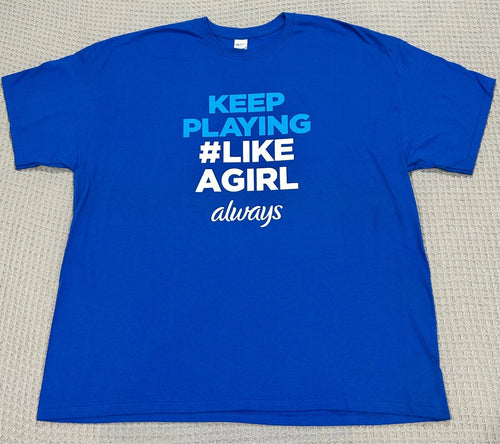 Alex Morgan Women's Soccer Always Keep Playing Like A Girl T-Shirt 2XL XXL Blue