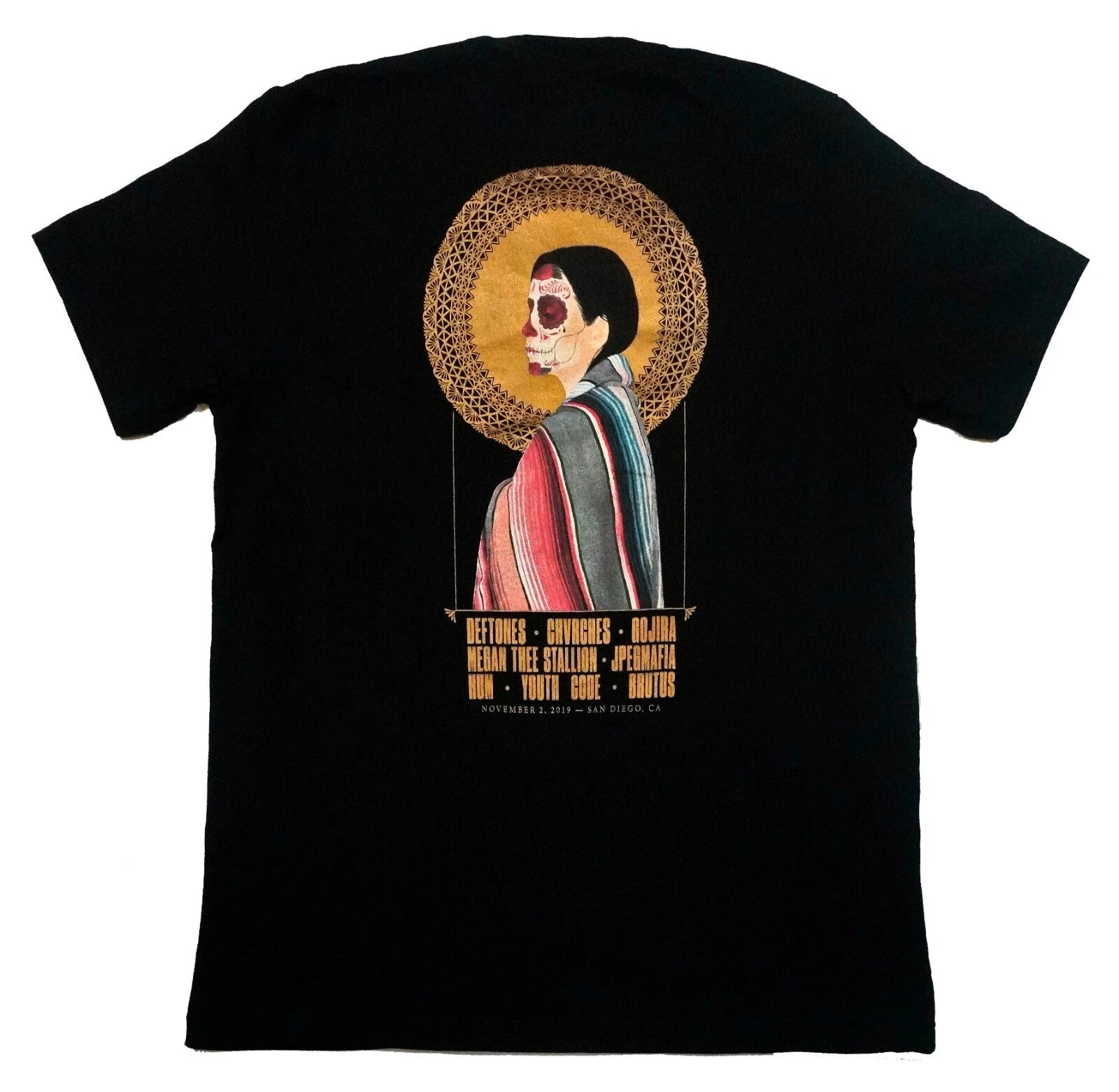 Dia De Los Deftones 2019 Concert Official Merch Black Tee T-Shirt Sz XL AS*
