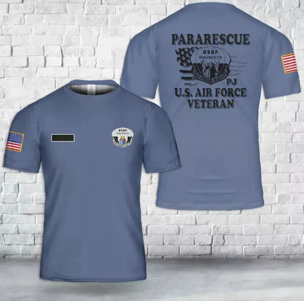 Custom Name US Air Force Pararescue Veteran AOP 3D T-shirt
