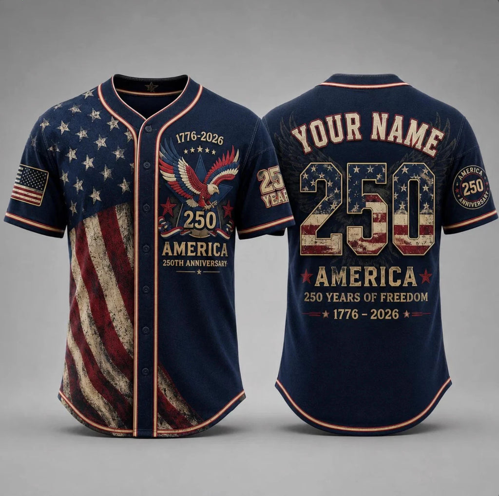 America 250th Anniversary Baseball Jersey, Custom Name Jersey, 4th of July Gift