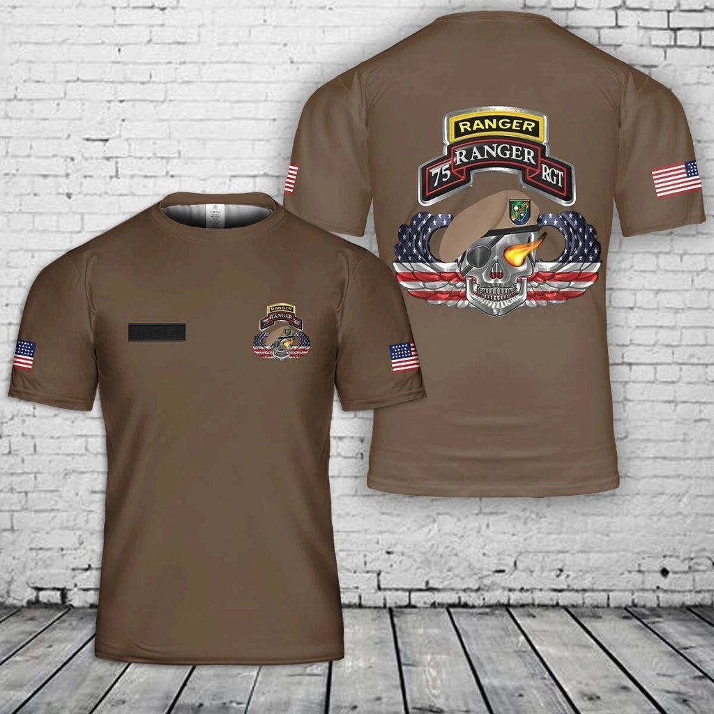 Custom Name US Army 75th Ranger Regiment Rangers Beret 3D shirt full size S-5XL